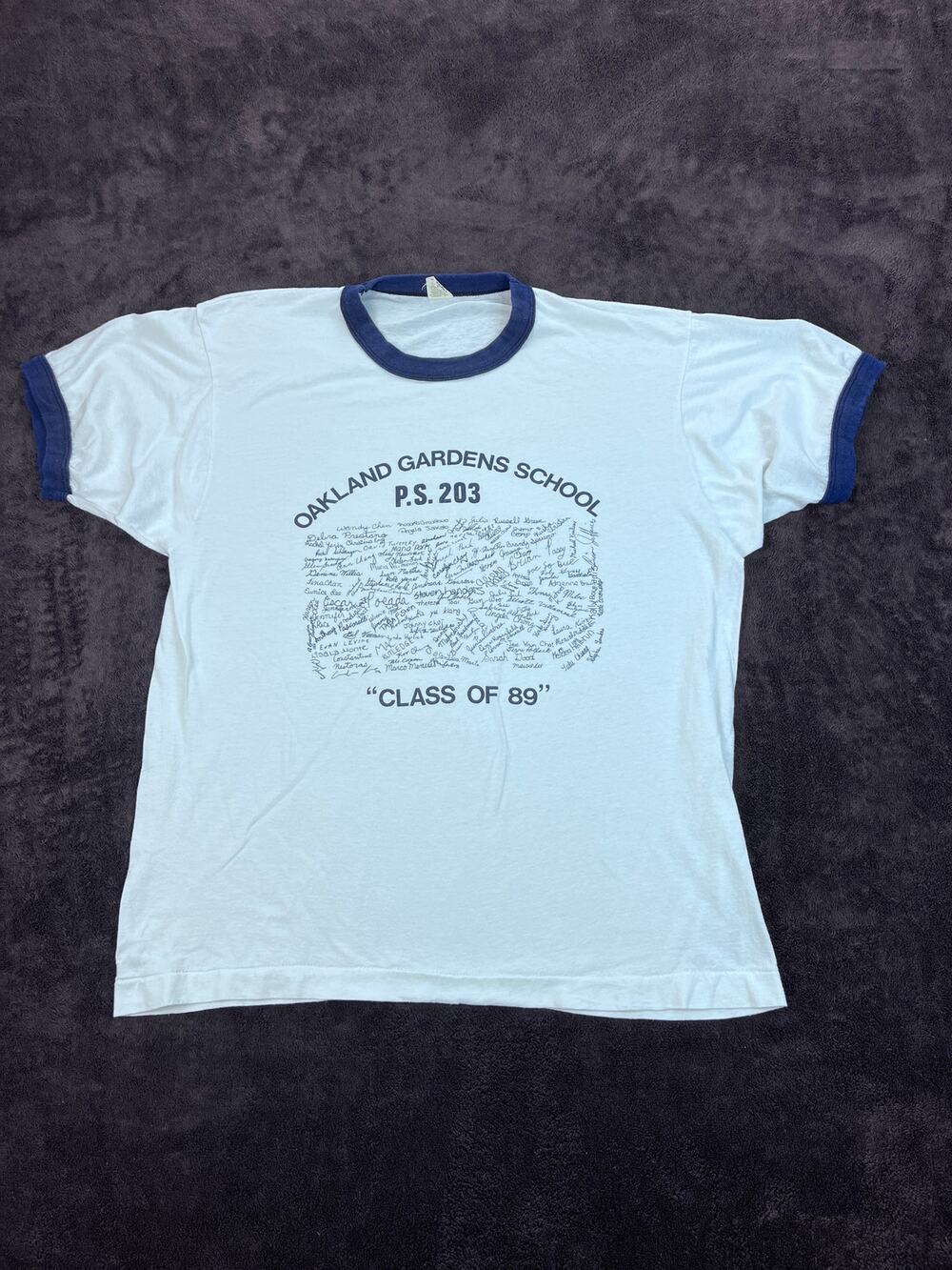 Vintage 89 Oakland Gardens School Ringer Tee Screen Stars XL